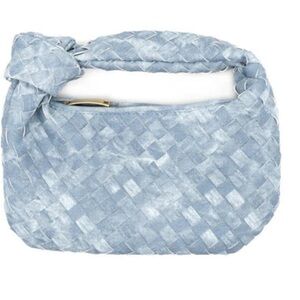 DENIM DAYS Woven Blue Handbag. Knot detail . Zip closure!! Fashion style!